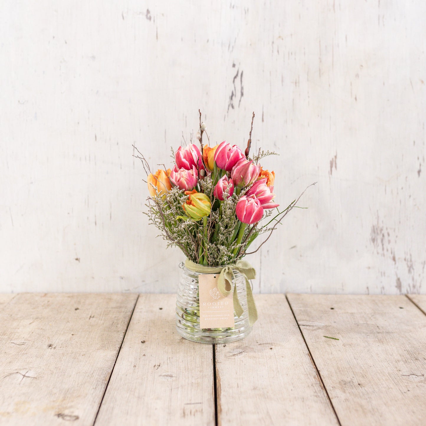 Winter Tulip Mix in Honeycomb Vase